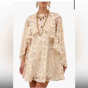 Zimmermann Memento Bird Lace Cape Minidress In Cream Color AU 4 US 12